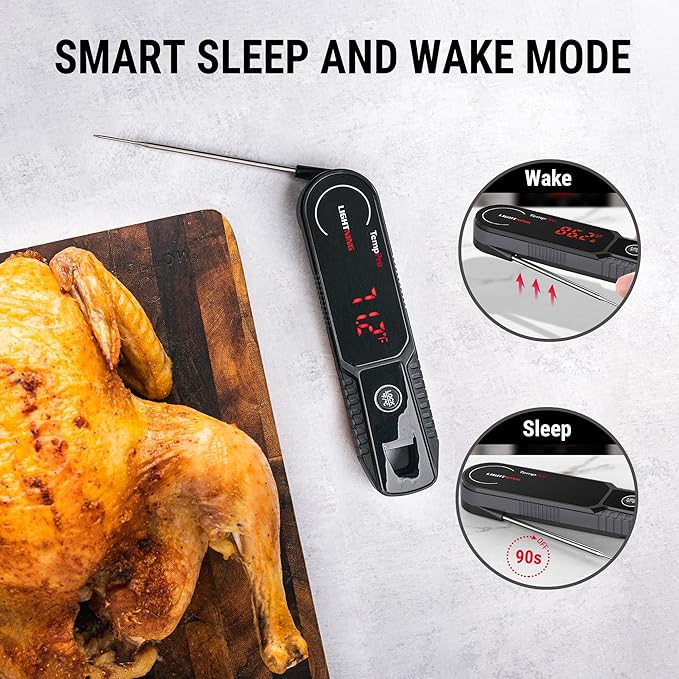 TempPro Lightning 1 Sec Instant Read Meat Thermometer, Kitchen Food Thermometer with 180° Rotating Display, IP67 Waterproof Cooking Thermometers for Deep Fry Smoker Grill BBQ(Previously ThermoPro) - Image 4