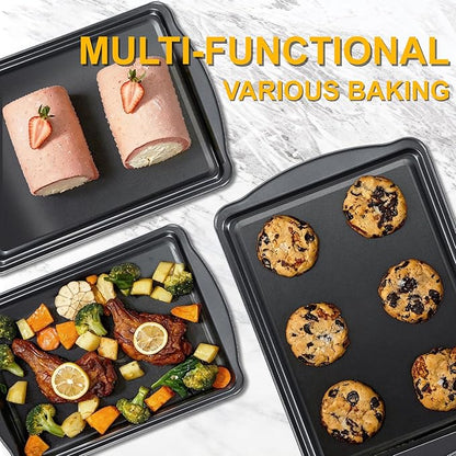 Baking Sheet Set of 3 - Carbon Steel Cookie Sheet for Baking, 17/15/13 Inch, Nonstick Baking Pan with Dual Handles, Stackable, Rust & Warp Resistant, Perfect for Baking, Roasting, and More - Image 3