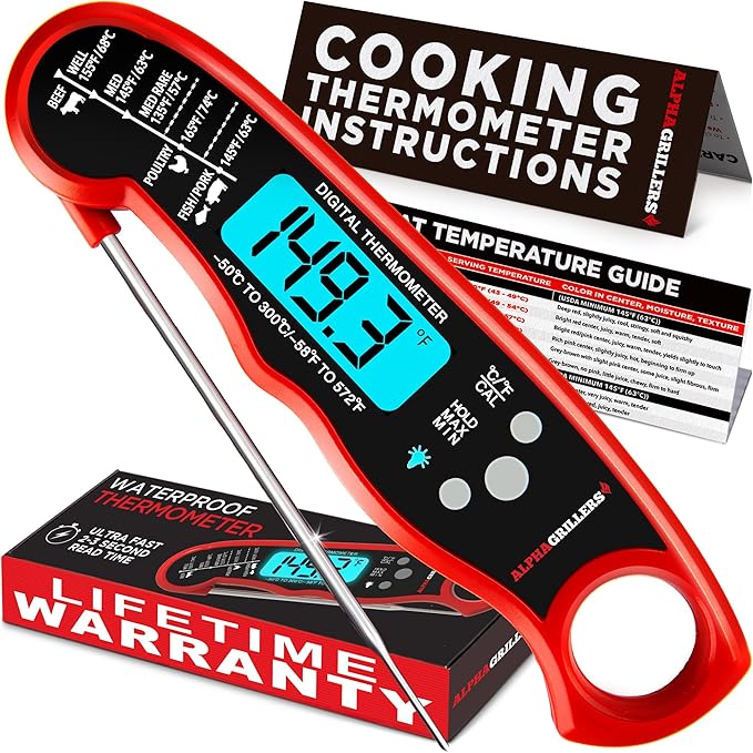 Alpha Grillers Meat Thermometer Digital – Instant Read Food Thermometer for Cooking & Grilling – Professional Kitchen Gifts for Men, Dad & Mom by AlphaGrillers