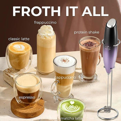 Zulay Kitchen Patented Tornado Triple Whisk Milk Frother with 4 Duracell Batteries – Handheld Foam Maker for Coffee, Lattes, Matcha & Hot Chocolate – Rich, Creamy Froth in Seconds - Galaxy - Image 5