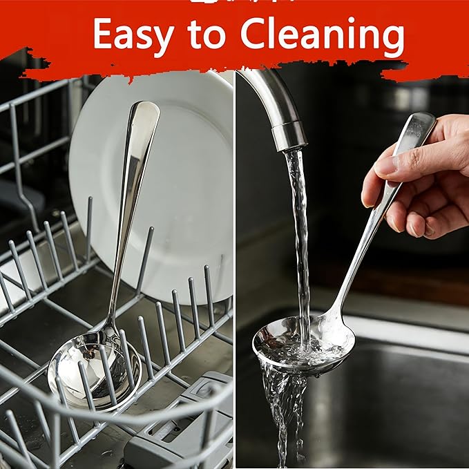 Small Ladle for Serving, 7.8 Inch 18/10 Stainless Steel Mini Gravy Ladle for Soup, Sauce and Gravy, Sturdy and Anti-corrosion, Dishwasher Safe - Image 5