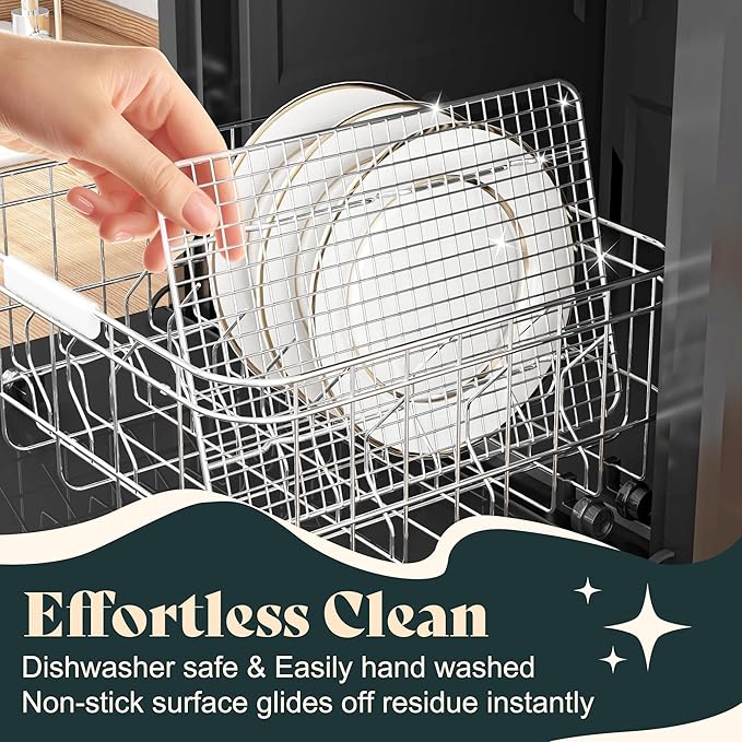 Cooling Racks for Cooking and Baking - 8.5"x12" Oven Safe Premium Stainless Steel Heavy Duty Baking Rack Tight-Wire, Fits Quarter Sheet Pan for Roasting & Grilling & Cooking - 1 Pack - Image 5
