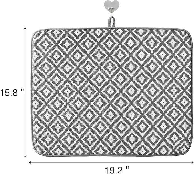 SUBEKYU Microfiber Dish Drying Mat for Kitchen Counter, Absorbent Dishes Drainer/Rack Pad for Countertop, 19.2 by 15.8 Inches (Rhombus), Grey, 1 Pack - Image 4