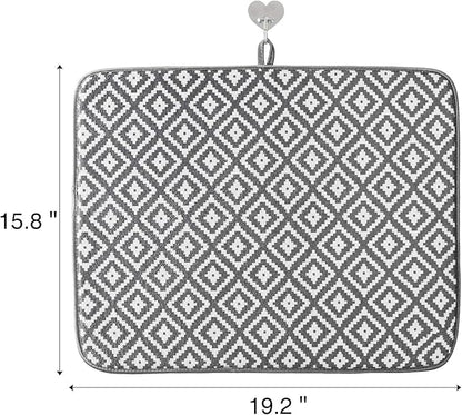 SUBEKYU Microfiber Dish Drying Mat for Kitchen Counter, Absorbent Dishes Drainer/Rack Pad for Countertop, 19.2 by 15.8 Inches (Rhombus), Grey, 1 Pack - Image 4