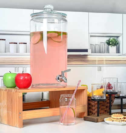 2 Gallon Beverage Dispenser with Stainless Steel Spigot + Marker & Chalkboard 100% Leakproof Glass Drink Dispenser for Parties with Spout, Airtight Beverage Serveware for Water Juice Laundry - Image 7