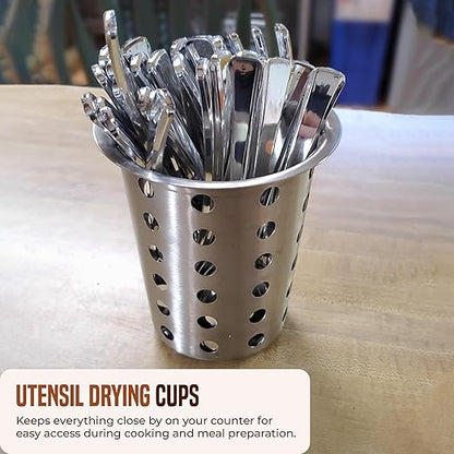 OCS Parts Stainless Steel Utensil Drying Cups | Stainless Steel | Perforated Kitchen Flatware and Silverware Holder - Image 3