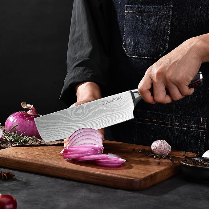 Knife Set | Gift-Ready 6-Piece (5+1) Japanese Style Kitchen Knife Set — Burgundy Gift Box with An Additional 8" Chef Knife — Ideal Christmas, Wedding & Household Gift