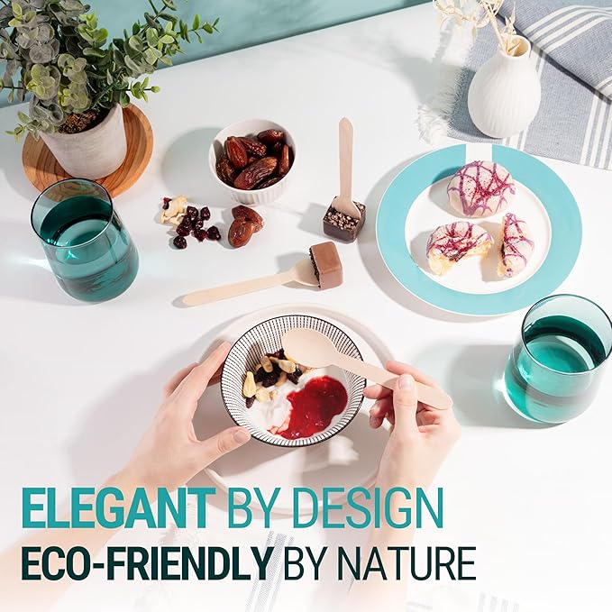 Disposable Wooden Spoons For Eating - 300pcs - Heavy Duty & Plastic Free - Our Guilt-Free FSC Certified Wood Protects Forests - A Great Alternative to Bamboo Spoons Disposable. - Image 7