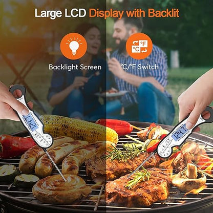 Digital Instant Read Meat Thermometer Digital for Grilling and Cooking - ANDAXIN Waterproof Ultra-Fast Thermometer with Backlight&Calibration&Foldable Probe for Kitchen,Deep Fry,BBQ,Grill-Black/White - Image 4