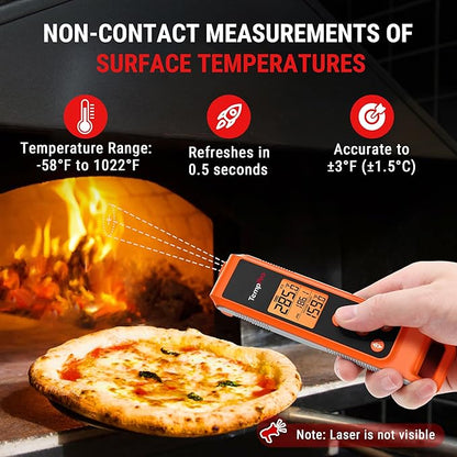 TempPro TP420 2-in-1 Instant Read Thermometer for Cooking, Infrared Thermometer with Meat Probe, Non-Contact Laser Meat Thermometer for Griddle Grill Pizza Oven HVAC Pool (Previously ThermoPro) - Image 4