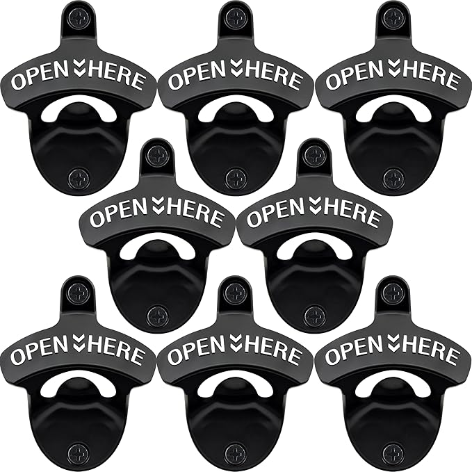 8PCS Bottle Opener Wall Mount Rustproof Black Screw in Wall Beer Cap Opener for DIY Handicrafts by Wallmountedbottleopener