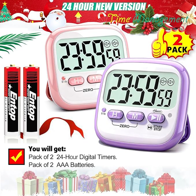 Antonki 2 Pack Classroom Timers for Kids Teachers, Magnetic Countdown Digital Kitchen Timer for Cooking, Study, Exercise, Games, Time Mangement - Loud/Silent Mode - Battery Included - Image 9