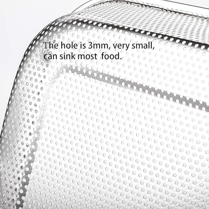 Cedilis 2 Pack Large Stainless Steel Colander Strainer, 6 Quart Mesh Vegetable Washing Basket, Rectangle Drainer Sink Basket for Vegetable Fruit Food (15" x 11" x 2.6")