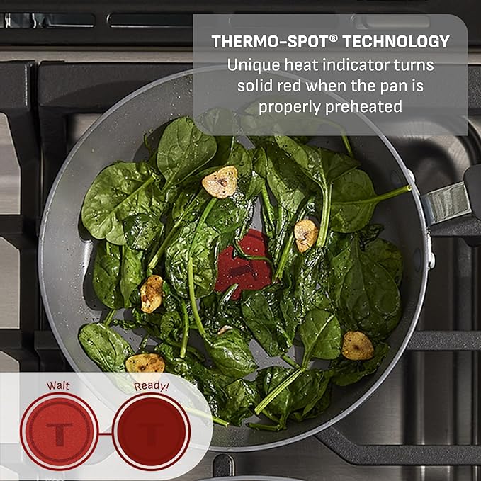 T-Fal Ultimate Hard Anodized Nonstick 10 Piece Cookware Set, Oven Safe Up to 400°F, Dishwasher Safe, Pots and Pans Set, Includes Frying Pans, Saucepan, Stockpot, Cooking Utensils, Stone - Image 5