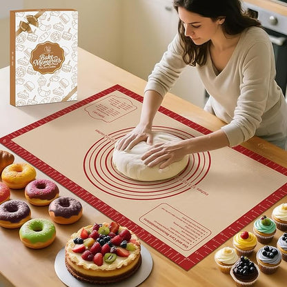Silicone Baking Mat, Reusable Non-Stick Pastry Mat for Rolling Out Dough, Pizza Crust Pie Baking Mat, Cookies, Cake, Bread, Chocolate, Pastry, Oven Mat by MimekitchenKitchenHelper