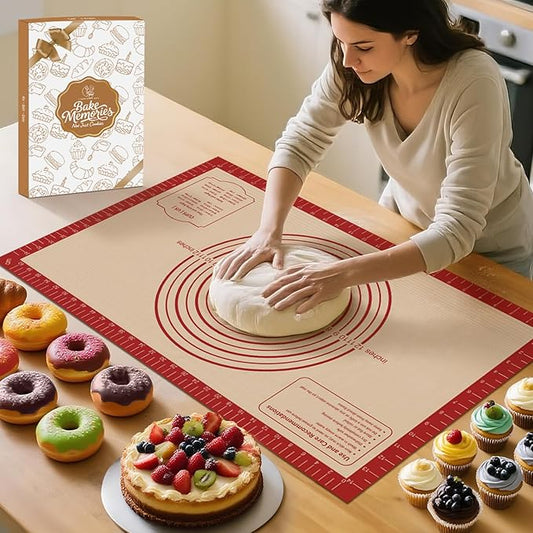 Silicone Baking Mat, Reusable Non-Stick Pastry Mat for Rolling Out Dough, Pizza Crust Pie Baking Mat, Cookies, Cake, Bread, Chocolate, Pastry, Oven Mat by MimekitchenKitchenHelper
