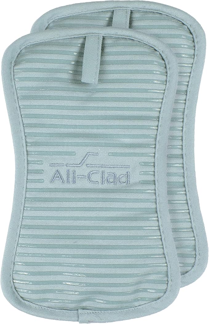 All-Clad Premium Pot Holder & Heating Pad, (2-Pack) Heat Resistant to 500 Degrees, 100% Cotton 10"x6.25" for Kitchen and Barbeque, Rainfall - Image 3