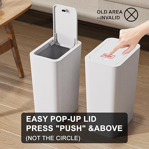 N. NETDOT 3 Pack 2.6 Gallon / 10L Bathroom Trash Can with Lid,Kitchen Garbage Can Small Trash Bin Waste Basket for Bathroom,Kitchen,Bedroom,Living Room,Office - Off White - Image 5