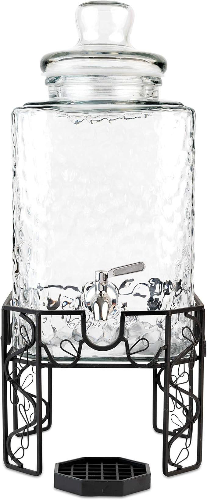 2.5 Gallon Glass Beverage Dispenser with Stainless Steel Spigot, Metal Stand, and Drip Tray – Mason Jar Style Drink Dispenser for Parties, Iced Tea, Water, Lemonade, and More - Image 4