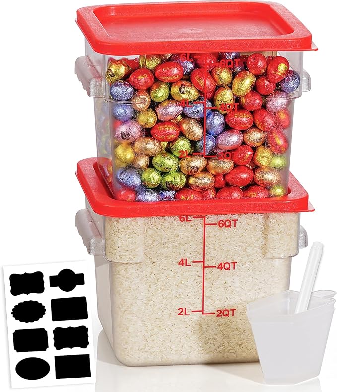 6QT Clear Food Storage Containers: 2 PCS[Food Grade][Hot&Cold Resistant] NSF Food Storage Containers with Lids for Home Restaurant Kitchen Storage Pizza Proof Dough, BPA Free (N3) by SVKLHY
