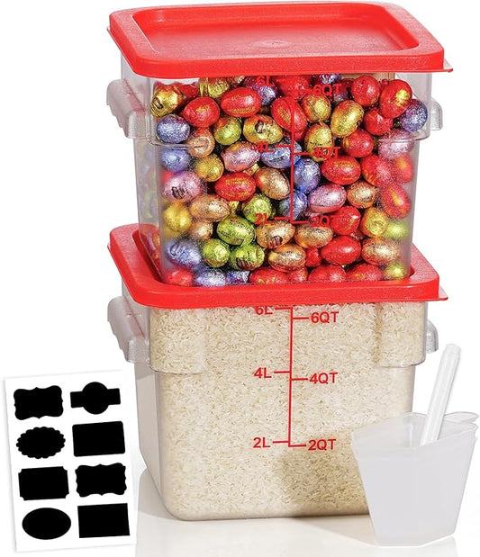 6QT Clear Food Storage Containers: 2 PCS[Food Grade][Hot&Cold Resistant] NSF Food Storage Containers with Lids for Home Restaurant Kitchen Storage Pizza Proof Dough, BPA Free (N3) by SVKLHY