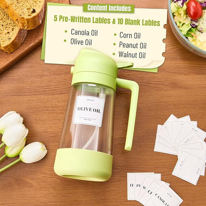 PARACITY Oil Dipenser Bottle with Silicone Bottom, 2 in 1 Olive Oil Sprayer and Dispenser, Oil Spray Bottle 500ML/ 17OZ for Cooking, Kitchen, BBQ, Air Fryer, Salad, Baking(1PC Green) - Image 7