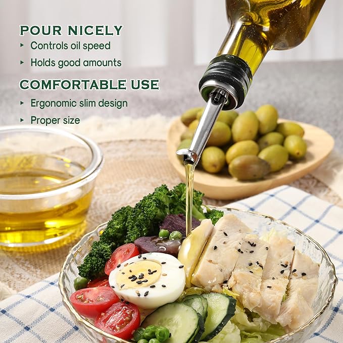 AOZITA 17oz Glass Olive Oil Dispenser Bottle - 500ml Clear -Oil & Vinegar Cruet with Pourers and Funnel - Olive Oil Carafe Decanter for Kitchen - Image 7