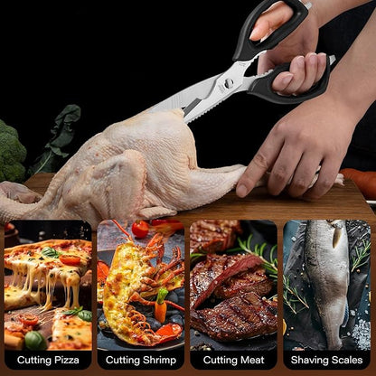 Kitchen Scissors Come Apart Kitchen Shears for Food Heavy Duty Shears for Chicken Bone Nutcracker Bottle Can Opener Shears with Premium Stainless Steel Scissors 02B