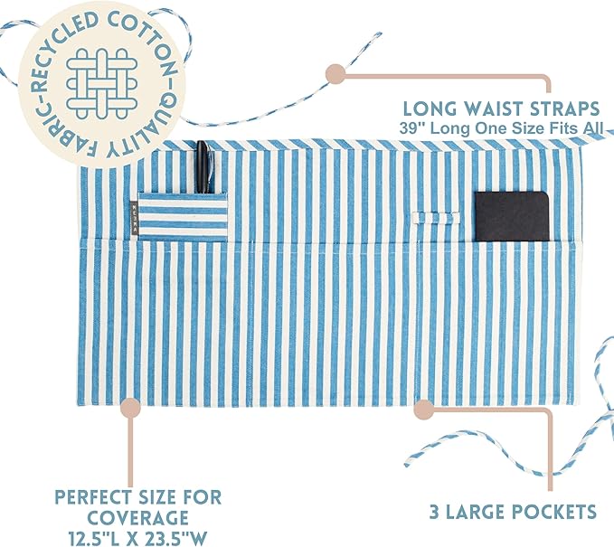 MEEMA Chef Waist Apron Cotton Fabric |Washable & Breathable Waitress & Server Half Aprons for Women with Pockets & Long Waist Straps | Cooking, Baking, Grilling & Crafting