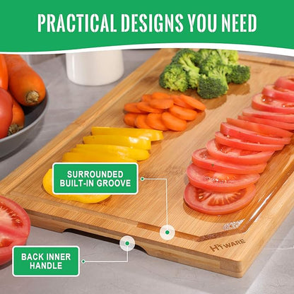 Hiware Bamboo Cutting Board for Kitchen, Heavy Duty Wood Cutting Board with Juice Groove, 100% Organic Bamboo, Pre Oiled, 15" x 10" - Image 5