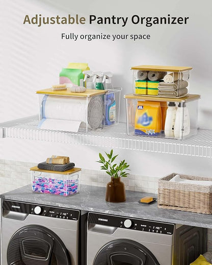 iCASA Trash Bag Dispenser Holder - 3 in 1 Acrylic Plastic Garbage Bag Pantry Organizer, Clear Large Laundry Pods Container with Lid, Stackable Under Sink Kitchen Laundry Room Organization and Storage - Image 4