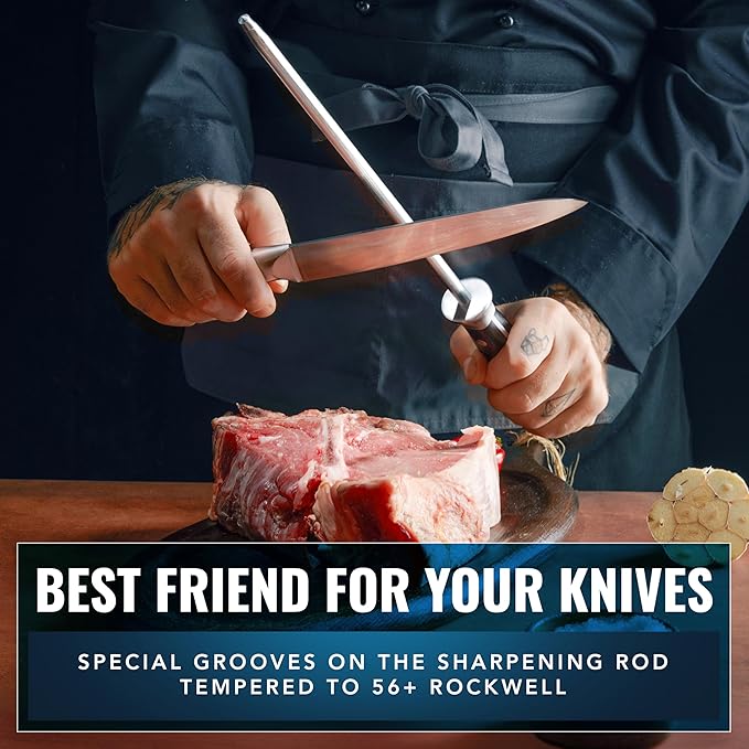 Cutluxe Honing Rod, Sharpening Steel for Kitchen Knives – 12" Honing Steel – Ergonomic Handle Design – Artisan Series - Image 5