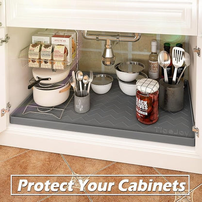 TigeJoy 22" x 19" Under Sink Mats for Kitchen Waterproof, Leak-Proof Silicone Mat Sink Protector and Cabinet Liner, Kitchen Essentials Organizer and Storage