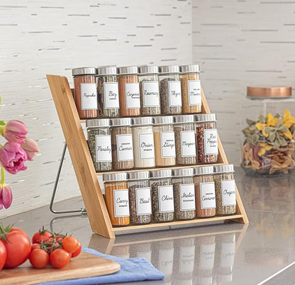 Orii 18 Jar Bamboo Compact Spice Rack with Spices Included & 5-Year Free Spice Refill Program for Countertop or Kitchen Drawer with Glass Jars - Image 2