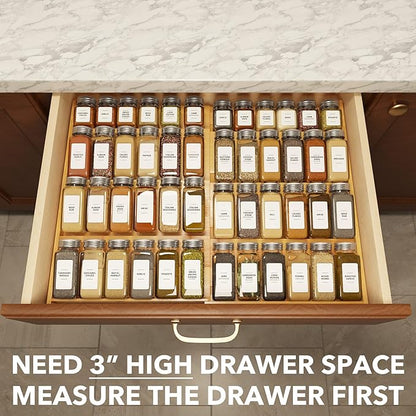 SpaceAid Bamboo Spice Drawer Organizer, (Need 3" Deep Drawer) Expandable 4 Tier Spices Rack for Cabinet, Kitchen Seasoning Storage Insert (Jars Not Included, From 12" to 23" Wide) - Image 4