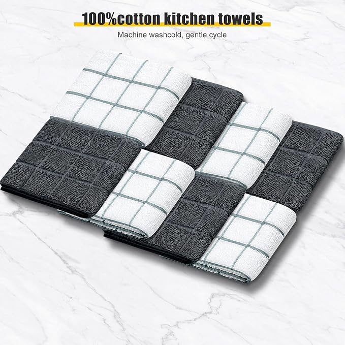 Oven Mitts Kitchen Towels Dishcloths with Pot Holders Sets 12PCS,Dish Towels Sets,Oven Gloves Pot Pads Heat Resistant 500 Degrees with Non-Slip Silicone Surface for Cooking Baking Grilling-Deep Green - Image 3
