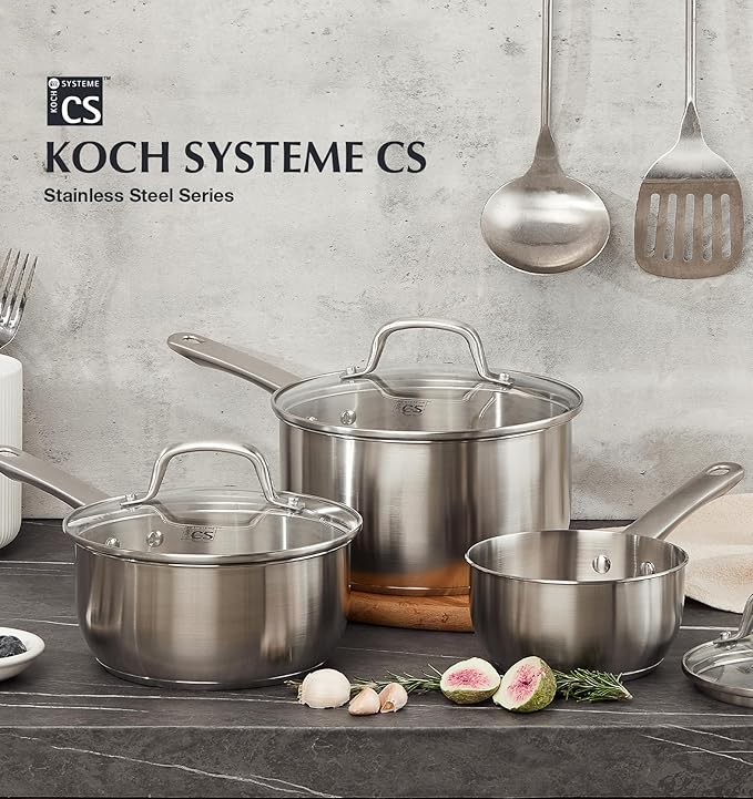 KOCH SYSTEME CS Stainless Steel Saucepan, 2 Quart Stainless Steel Sauce Pan with Lid, 2 Quart Saucepan with Lid, Premium Steel Pot, Induction Sauce Pan,Small Sauce Pot, Oven Safe - Image 8