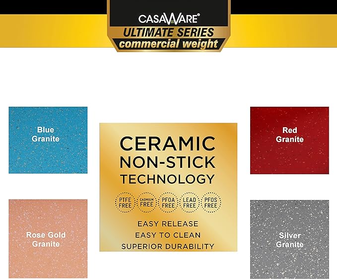casaWare 15 x 10 x 3-Inch Ultimate Series Commercial Weight Ceramic Coated Non-Stick Lasagna/Roasting Pan (Blue Granite)
