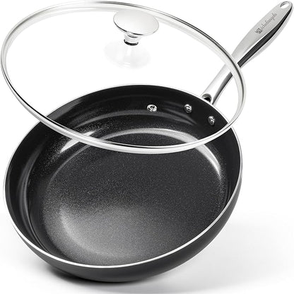 MICHELANGELO Non Stick Frying Pan - 12 Inch Frying Pan Nonstick with Lid, Large Fry Pan Induction Compatible, Black Ceramic Skillet with Lid by Michelangelo