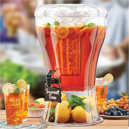 Buddeez 3.5 Gallon Clear Drink Dispenser - Built In Ice Cone and Spigot for Easy Pouring - Party-Perfect Serving Station with Chalk Board Tag by Buddeez