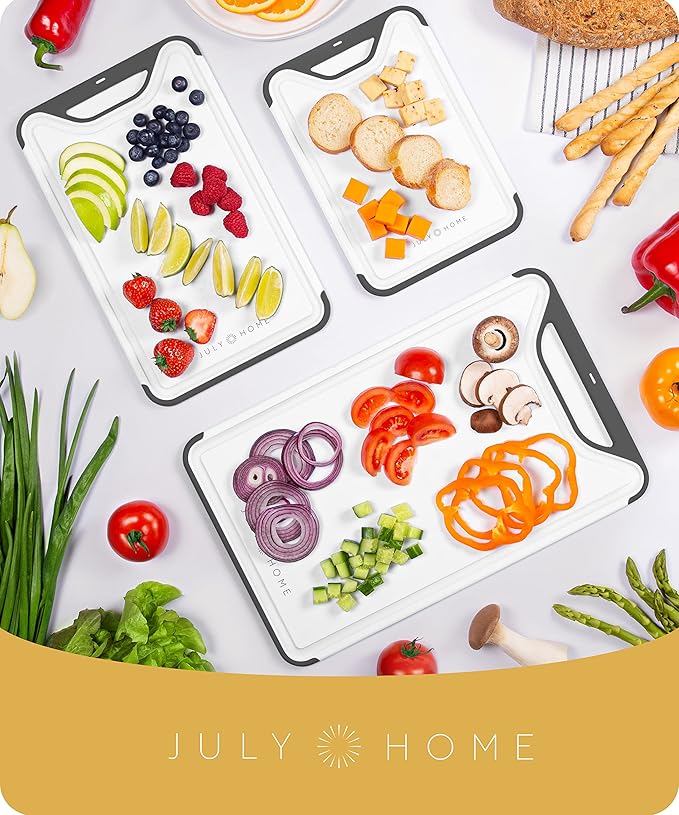 Serveware Accessories Cutting Boards for Kitchen, Plastic Cutting Board, Dishwasher Safe Cutting Board with Juice Grooves, Thick Chopping Board Easy Grip Handle & Non-Slip (Black, 16"x10")