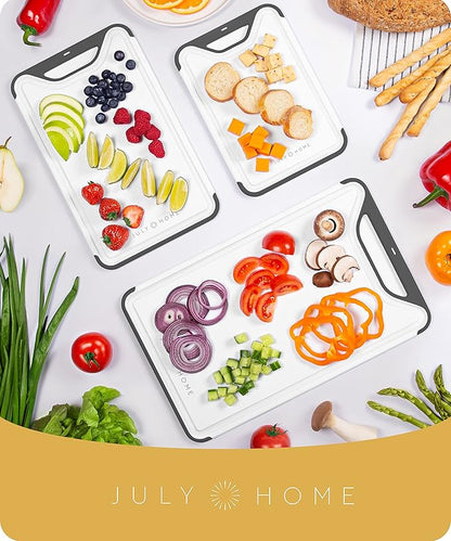Serveware Accessories Cutting Boards for Kitchen, Plastic Cutting Board, Dishwasher Safe Cutting Board with Juice Grooves, Thick Chopping Board Easy Grip Handle & Non-Slip (Black, 16"x10")