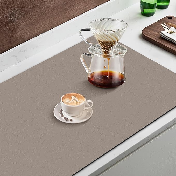 WISELIFE Super Absorbent Dish Drying Mat Khaki 17" W x 30" L, Coffee Bar Accessories - Image 5