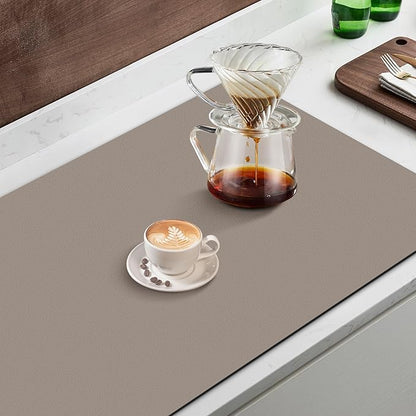 WISELIFE Super Absorbent Dish Drying Mat Khaki 17" W x 30" L, Coffee Bar Accessories - Image 5