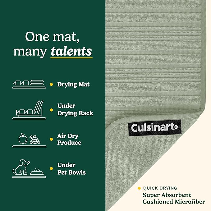 Cuisinart Dish Drying Mats for Kitchen Counter - (2) 18" x 24" Ultra Absorbent Dish Drying Mat XL - Foldable, Machine Washable, Fast Drying Dish Mat - Image 3