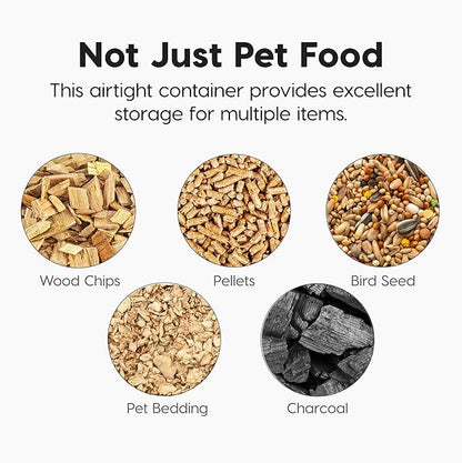 IRIS USA Airtight Dog Food Storage Container, WeatherPro, Up to 40 lbs, Removable Wheels, for Dog Cat Bird and Other Pet Food Storage Bin, Keep Fresh, Translucent Body, Made in USA, Clear/Almond