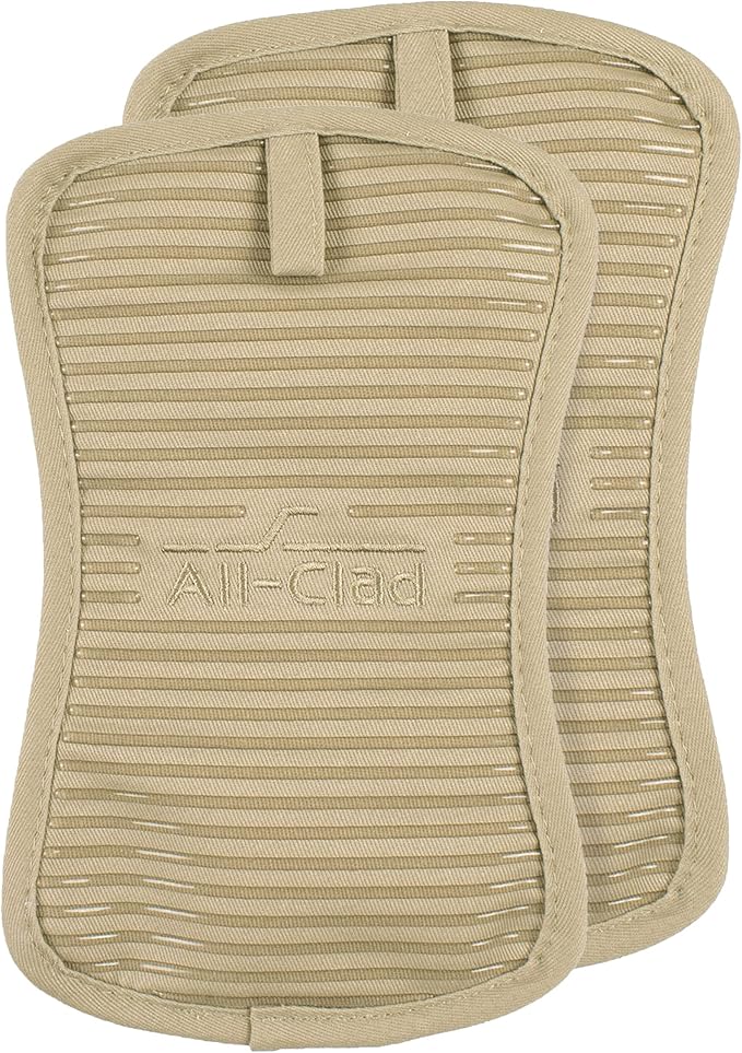 All-Clad Premium Pot Holder & Hot Pad: Heat Resistant to 500 Degrees - 100% Cotton, 10"x6.25" Hot Pad for Kitchen and Barbeque, (2-Pack), Cappuccino by All-Clad