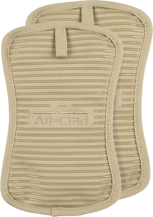 All-Clad Premium Pot Holder & Hot Pad: Heat Resistant to 500 Degrees - 100% Cotton, 10"x6.25" Hot Pad for Kitchen and Barbeque, (2-Pack), Cappuccino by All-Clad