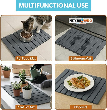 Stone Drying Mat for Kitchen Counter - Super Absorbent, 30sec Fast-Drying Diatomite Dish Mat, Collapsible for Kitchen.
