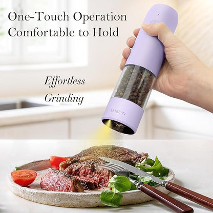Ultrean Pepper Grinder, Rechargeable Salt and Pepper Grinder with 6 Adjustable Coarseness, LED Light, Automatic Salt and Pepper Shakers, Kitchen Gadgets, Gifts for Women, Lavender Purple - Image 2